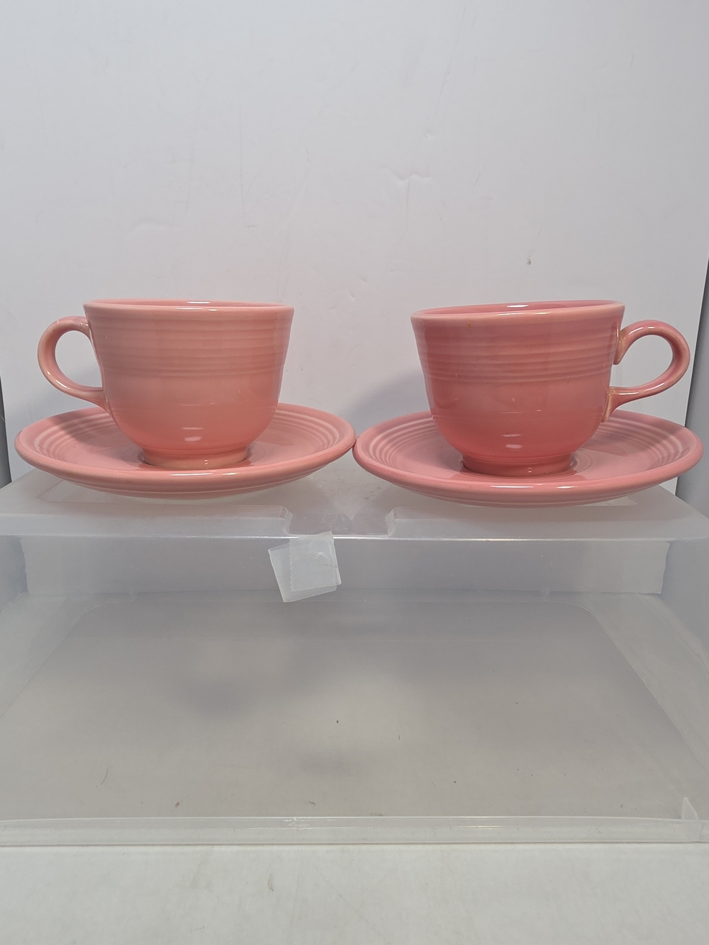 Fiesta Ware Rose Flat Coffee Cups & Saucers Set of 2 Homer Laughlin